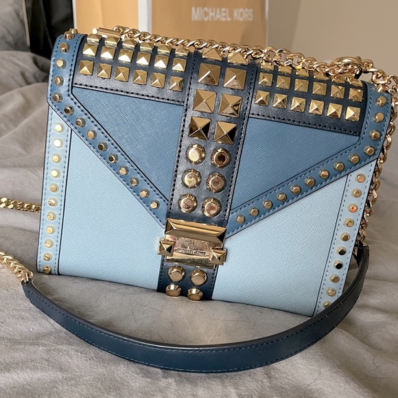 Michael Kors Handbags - MK Blue and Gold Studded Purse